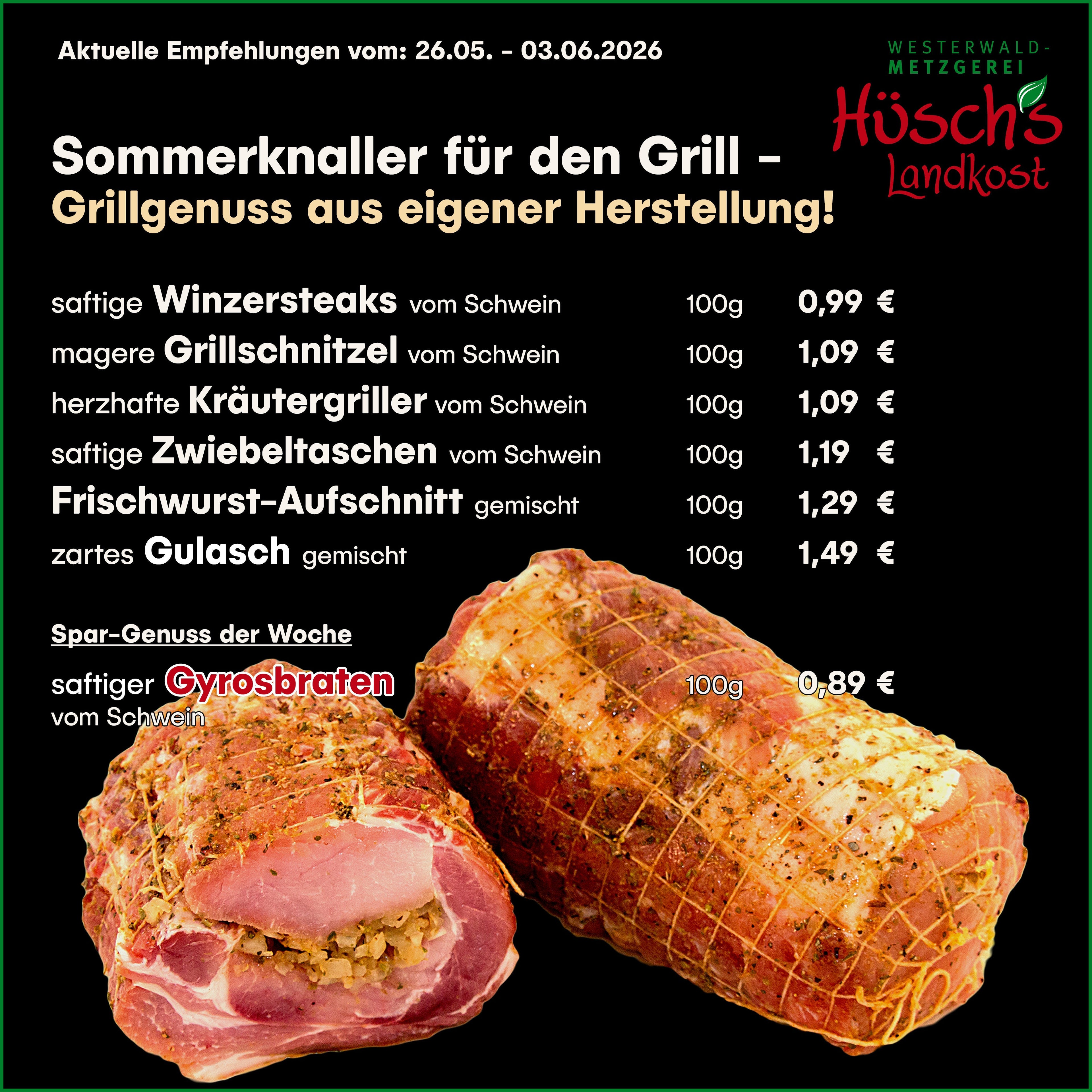 Aktuelle Empfehlungen bei Hüsch´s Landkost!